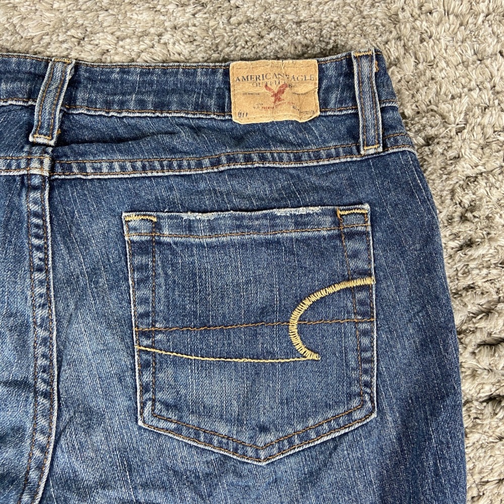 Vintage American Eagle Stretch Skinny Flare Jeans W 8 Blue Denim Low‎ Rise Y2K